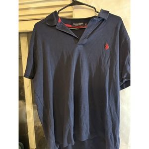 Mens Navy Blue XL Polo Shirt Red Horse & Rider Polo Logo